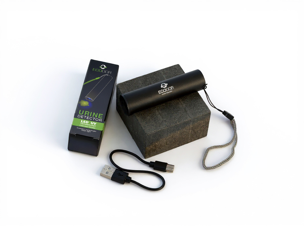 Détecteur d’urine UV rechargeable Ecodor EcoLight posé sur la table